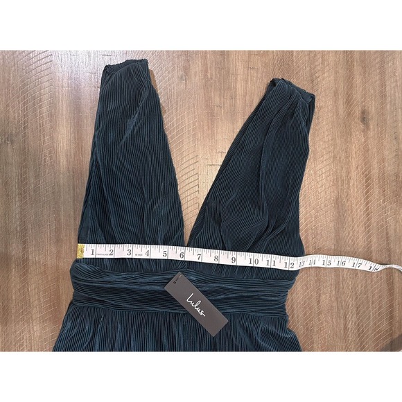 NWT Lulu’s Plisse Be Mine Teal Green Plisse Wide Leg Jumpsuit Size XS Lined Zip - Picture 16 of 16